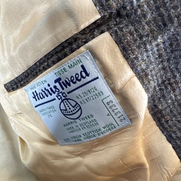 Harris Tweed for Simpsons Men’s 42R Brown Houndstooth Sport Coat Wool Scotland - Picture 6 of 8